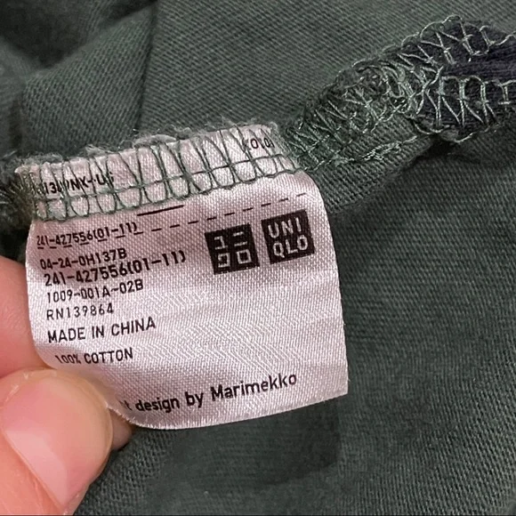 Marimekko x Uniqlo Women's Long Sleeve Tunic sz XS Green With Big Navy Dots EUC - Picture 9 of 12